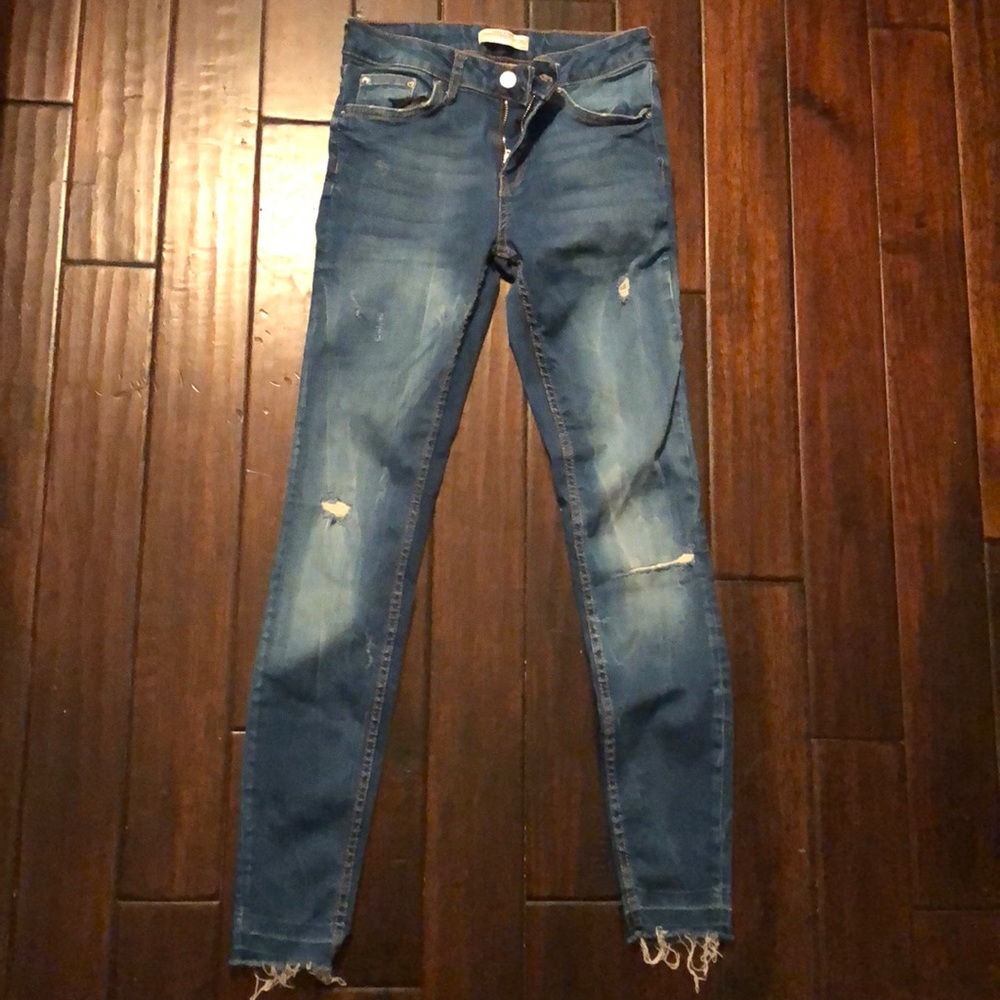 Zara distressed skinny jeans